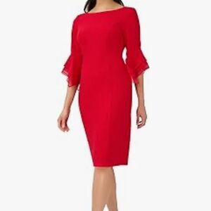 NWT Adrianna Papell Women's Knit Crepe Tiered Sleeve Dress-HH1